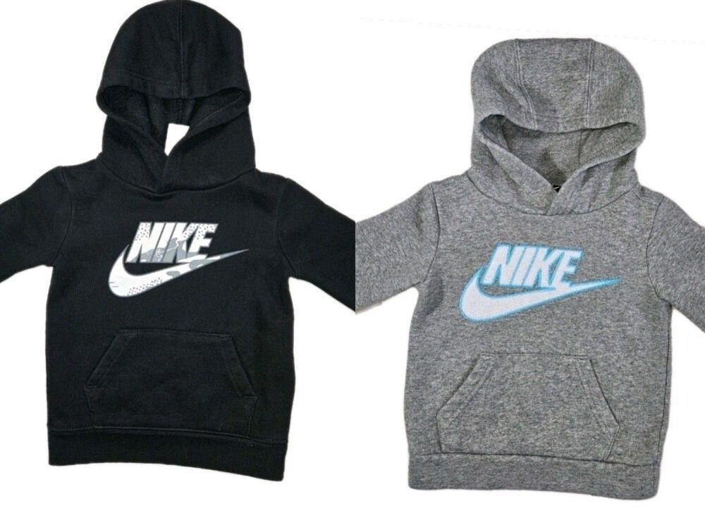 Lot Of 2 Kids Toddler Nike Pullover Hoodie Black Gray Size 2T